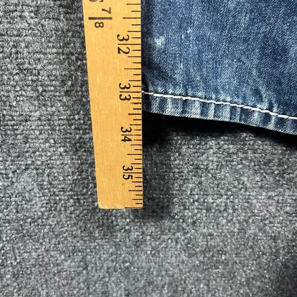 True Religion Straight Leg Jeans Mens 40 Blue Contrast Stitch‎ Medium Wash Denim